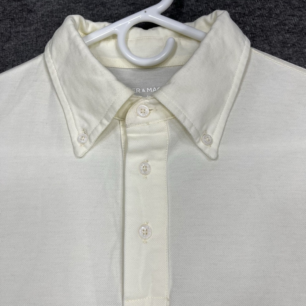 Spier & Mackay Polo Shirt Mens M Ivory Cotton Knit Pique Short Sleeve Preppy